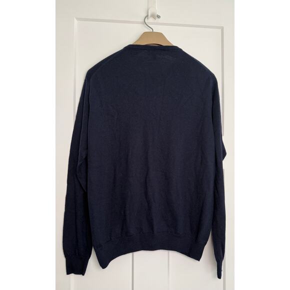 Peter Millar Crown Navy Merino Wool Sweater Ivanhoe Logo LARGE - Picture 2 of 9